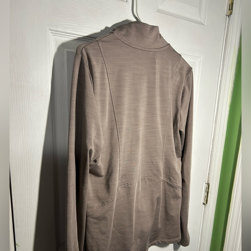 Eddie Bauer Women’s Large Quest Flex 1/4-zip Pullover Taupe Thumbholes Cozy - Picture 11 of 16